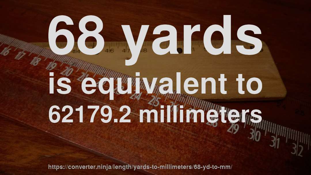68 yards is equivalent to 62179.2 millimeters