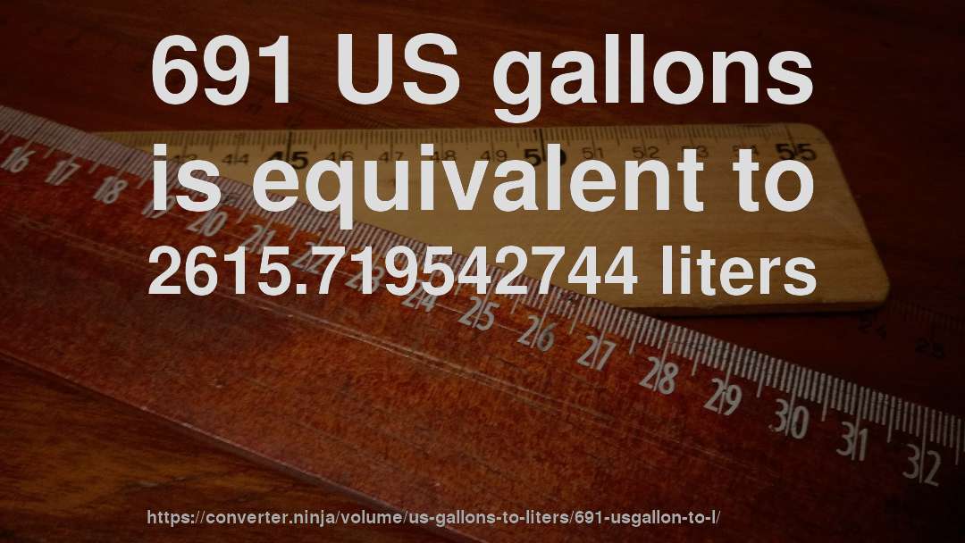 691 US gallons is equivalent to 2615.719542744 liters