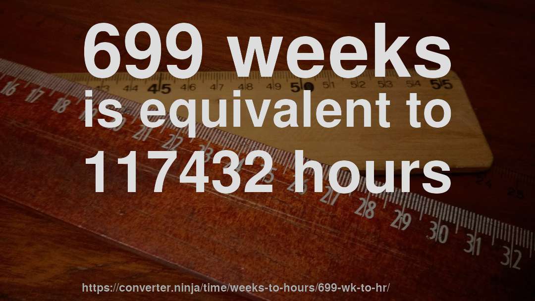 699 weeks is equivalent to 117432 hours
