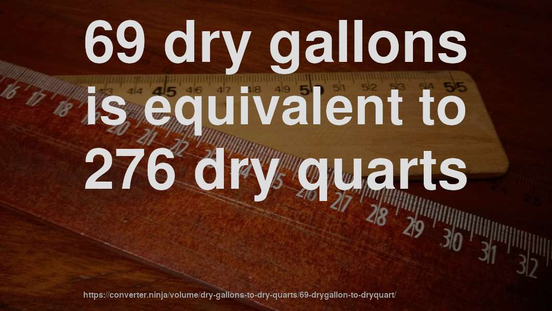 69 dry gallons is equivalent to 276 dry quarts