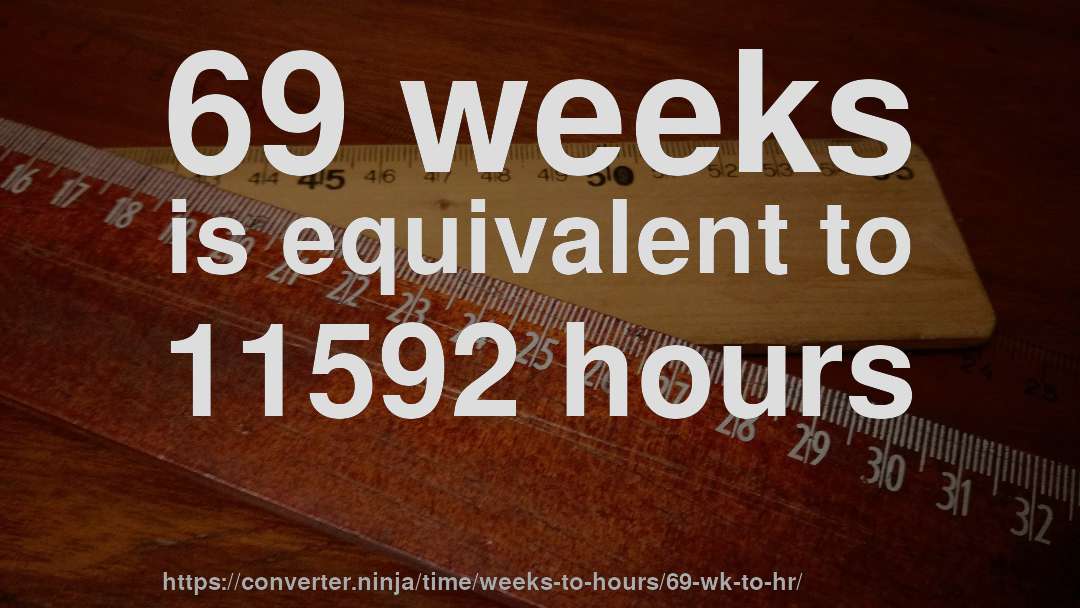 69 weeks is equivalent to 11592 hours