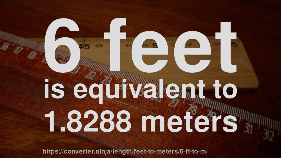 6 feet is equivalent to 1.8288 meters