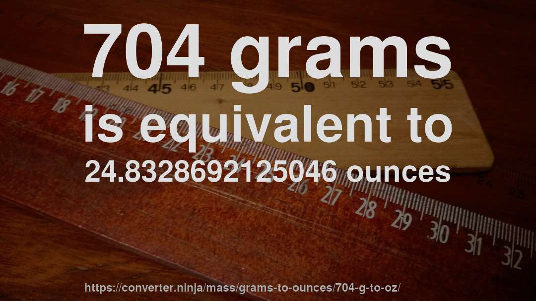 704 grams is equivalent to 24.8328692125046 ounces