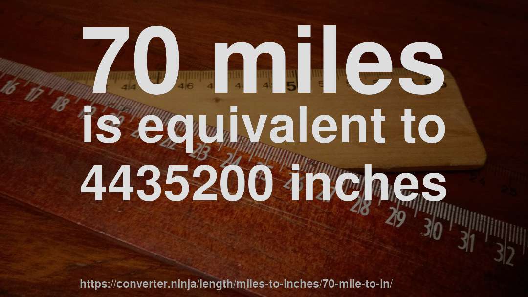 70 miles is equivalent to 4435200 inches