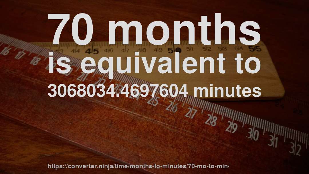 70 months is equivalent to 3068034.4697604 minutes