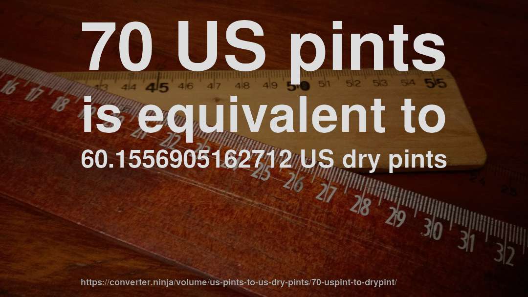 70 US pints is equivalent to 60.1556905162712 US dry pints