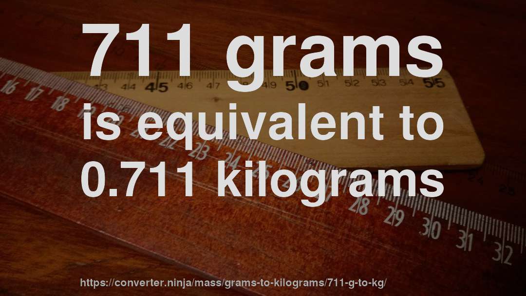711 grams is equivalent to 0.711 kilograms
