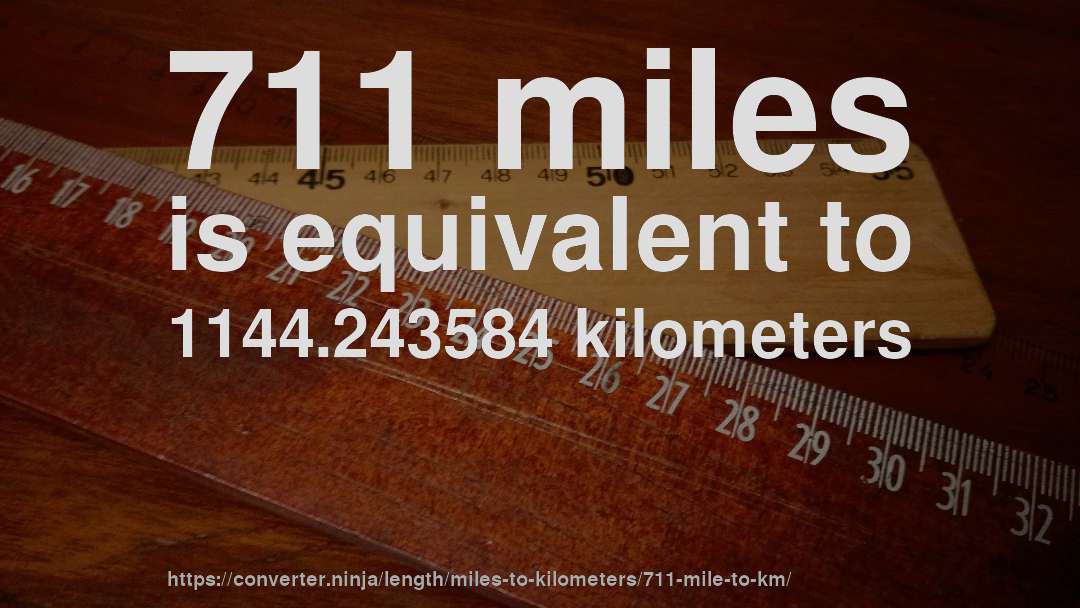 711 miles is equivalent to 1144.243584 kilometers