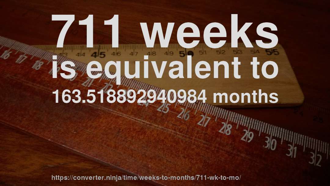 711 weeks is equivalent to 163.518892940984 months
