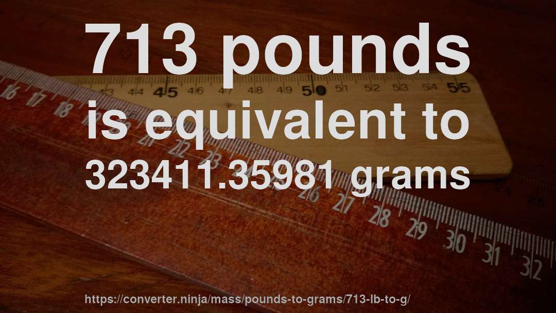 713 pounds is equivalent to 323411.35981 grams