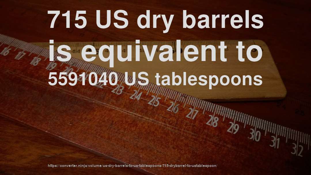 715 US dry barrels is equivalent to 5591040 US tablespoons