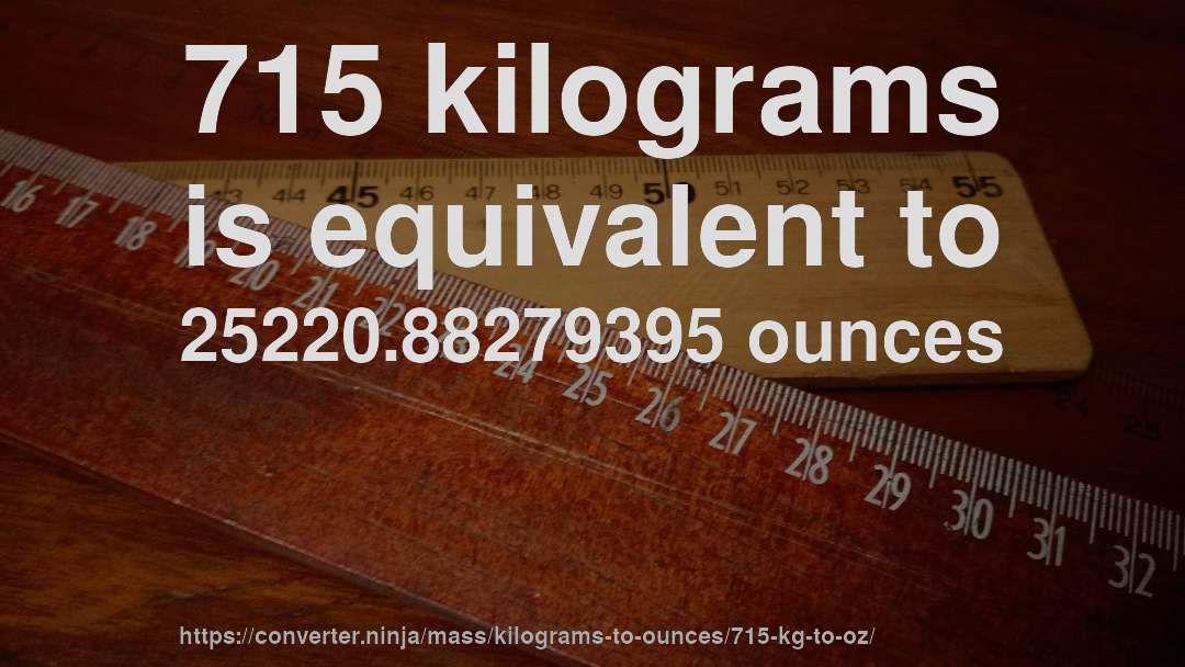 715 kilograms is equivalent to 25220.88279395 ounces