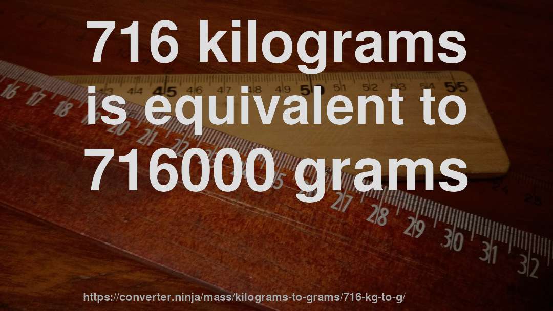 716 kilograms is equivalent to 716000 grams