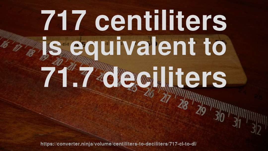 717 centiliters is equivalent to 71.7 deciliters