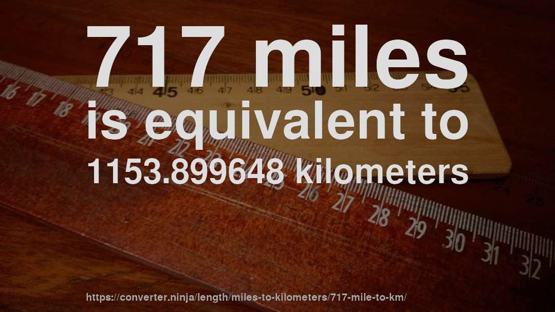 717 miles is equivalent to 1153.899648 kilometers