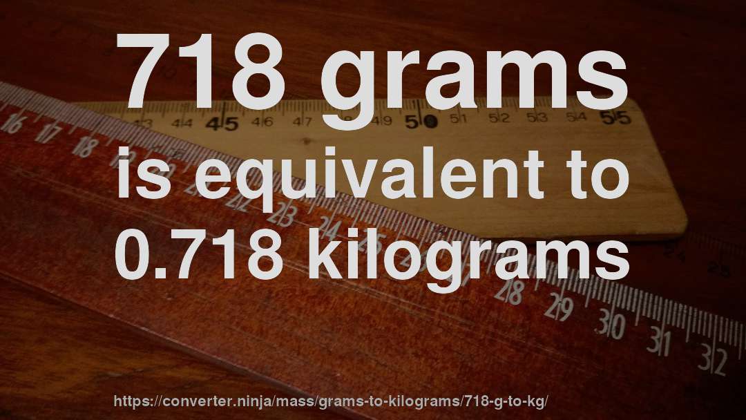 718 grams is equivalent to 0.718 kilograms