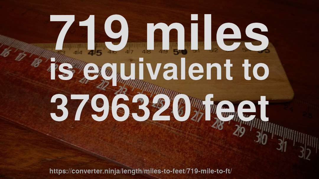 719 miles is equivalent to 3796320 feet