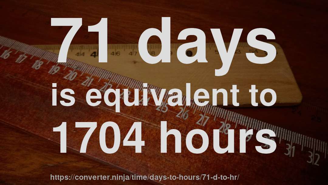 71 days is equivalent to 1704 hours