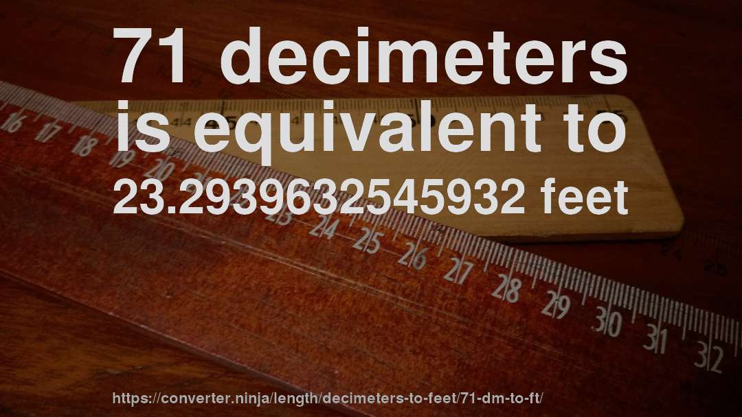 71 decimeters is equivalent to 23.2939632545932 feet