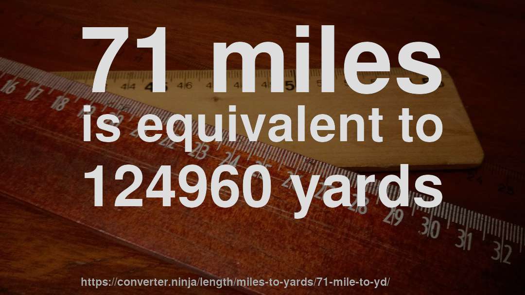 71 miles is equivalent to 124960 yards