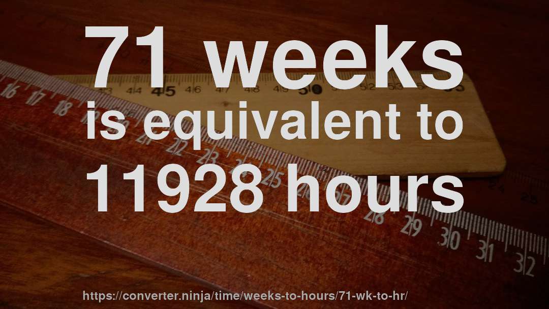 71 weeks is equivalent to 11928 hours