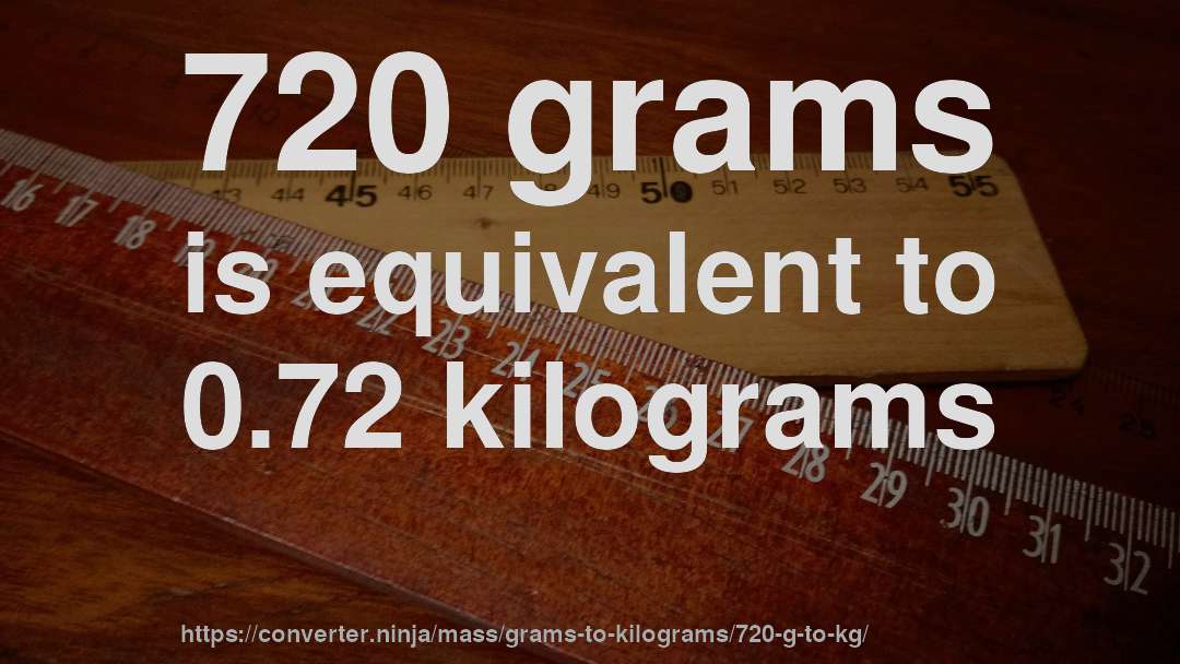 720 grams is equivalent to 0.72 kilograms