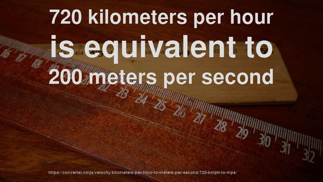 720 kilometers per hour is equivalent to 200 meters per second