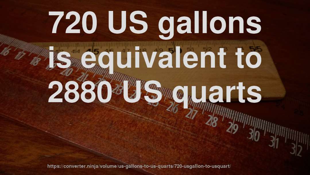 720 US gallons is equivalent to 2880 US quarts