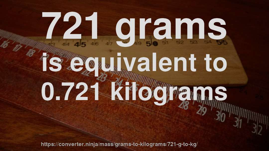 721 grams is equivalent to 0.721 kilograms