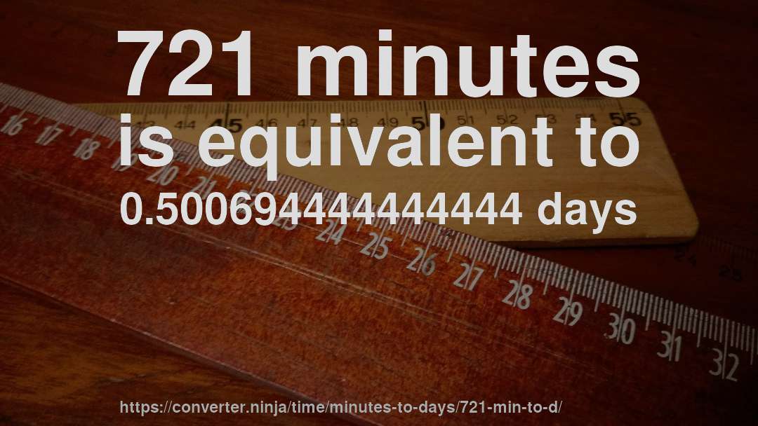721 minutes is equivalent to 0.500694444444444 days