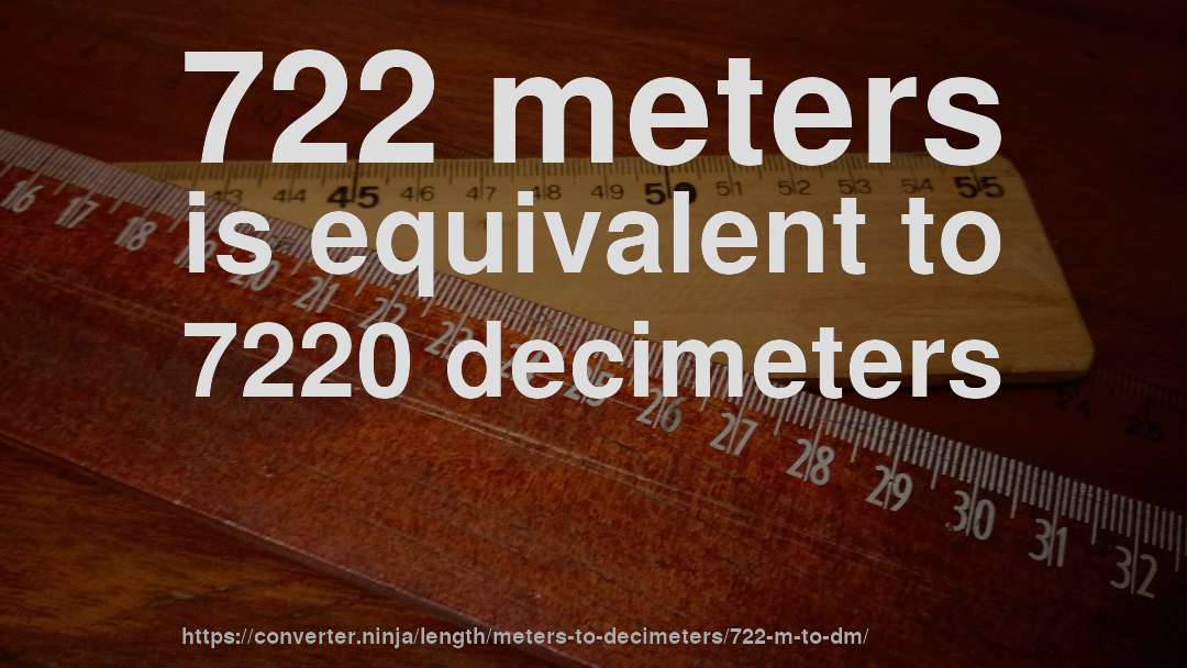 722 meters is equivalent to 7220 decimeters