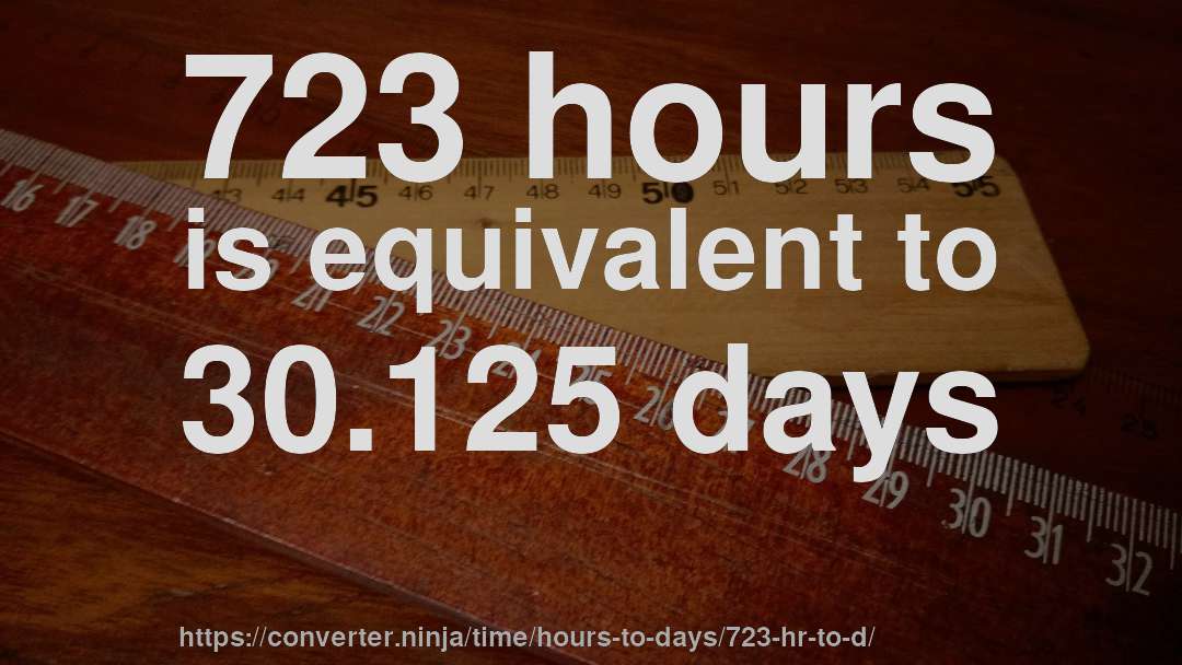 723 hours is equivalent to 30.125 days