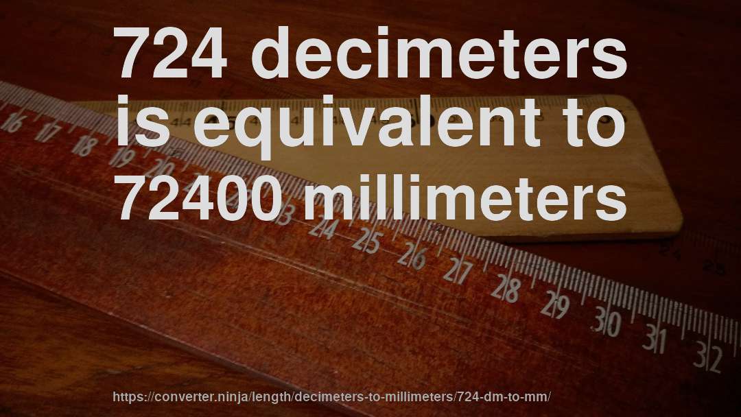 724 decimeters is equivalent to 72400 millimeters