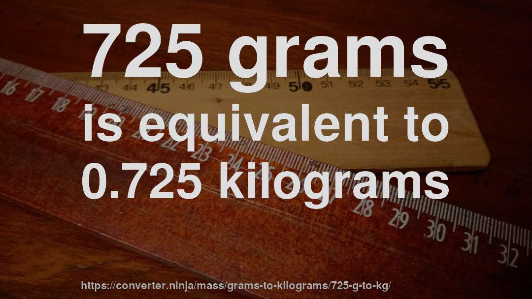 725 grams is equivalent to 0.725 kilograms
