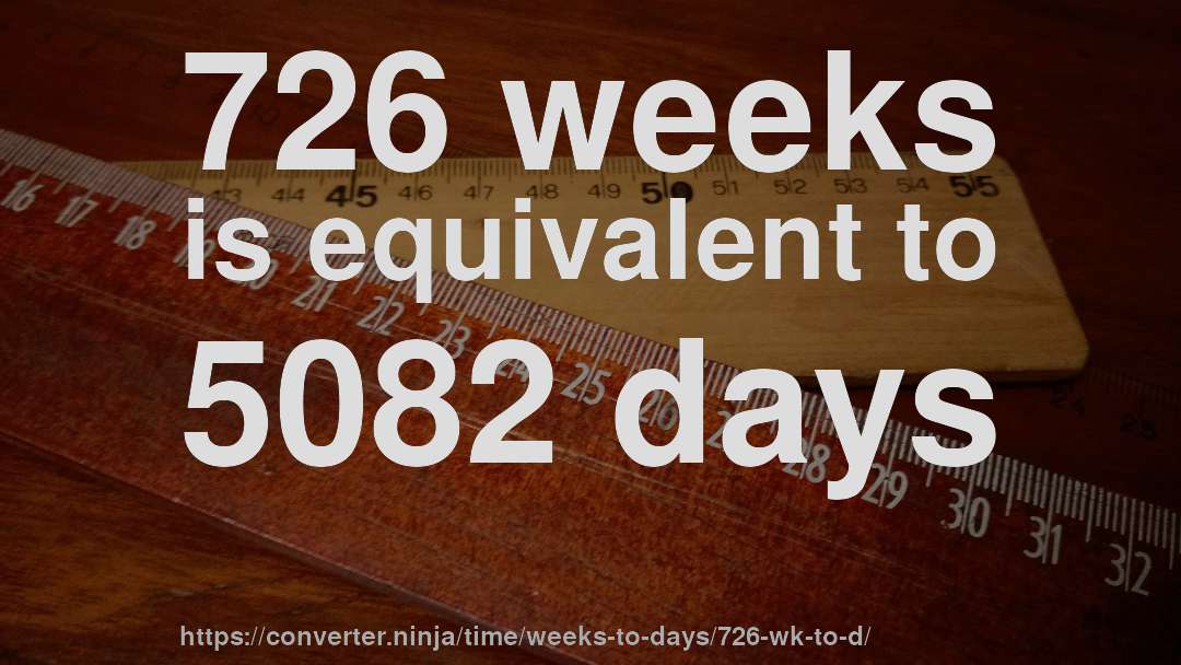 726 weeks is equivalent to 5082 days