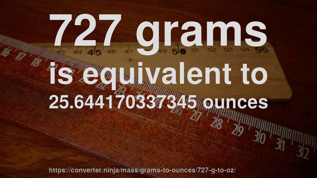 727 grams is equivalent to 25.644170337345 ounces