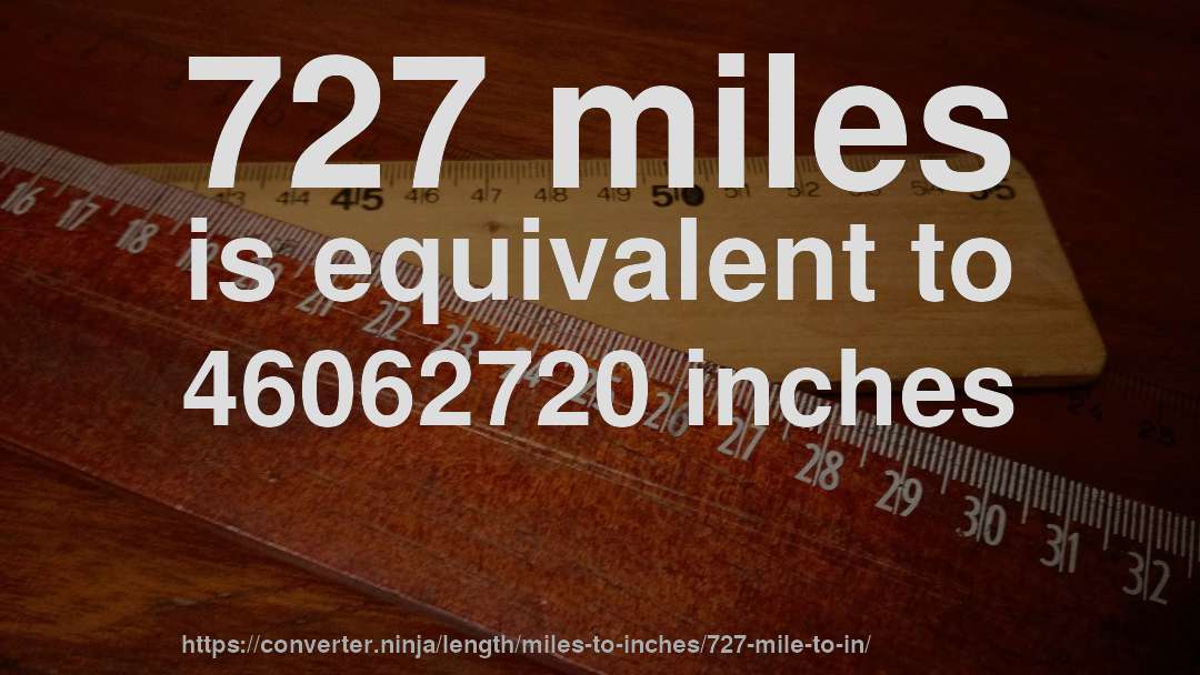 727 miles is equivalent to 46062720 inches