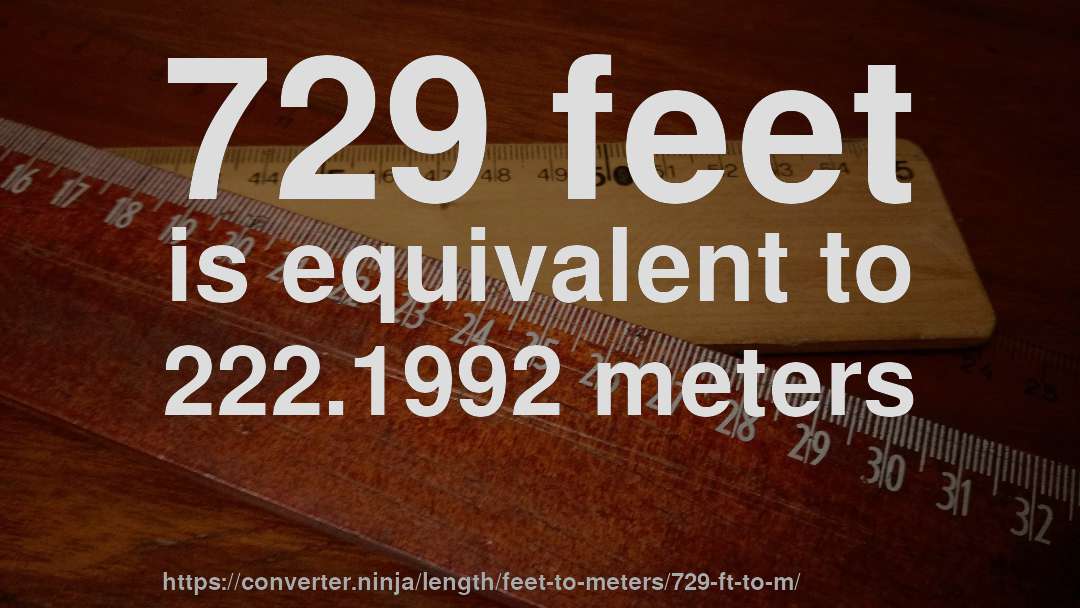 729 feet is equivalent to 222.1992 meters