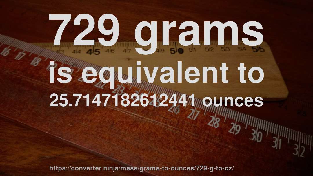 729 grams is equivalent to 25.7147182612441 ounces