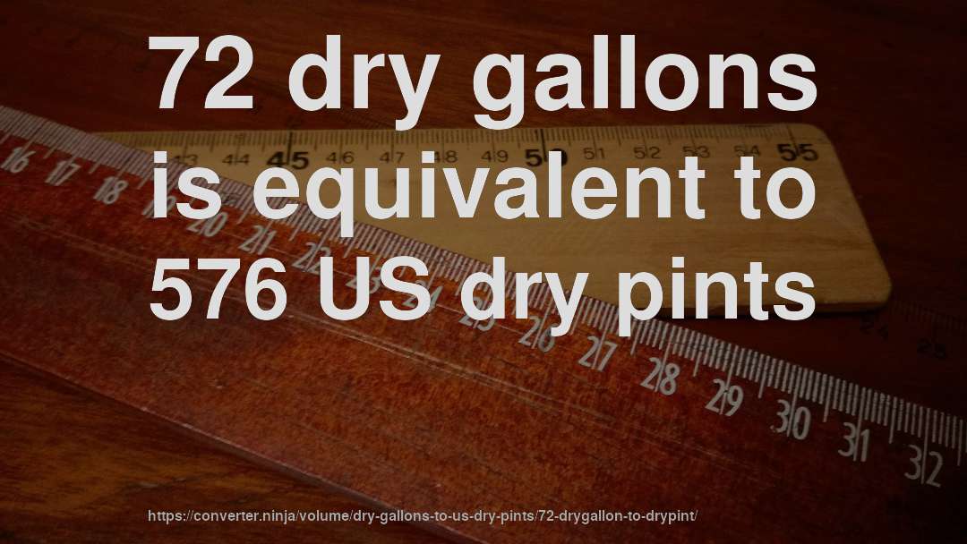 72 dry gallons is equivalent to 576 US dry pints