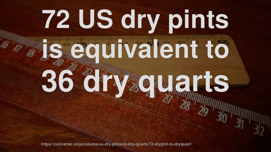 72 US dry pints is equivalent to 36 dry quarts
