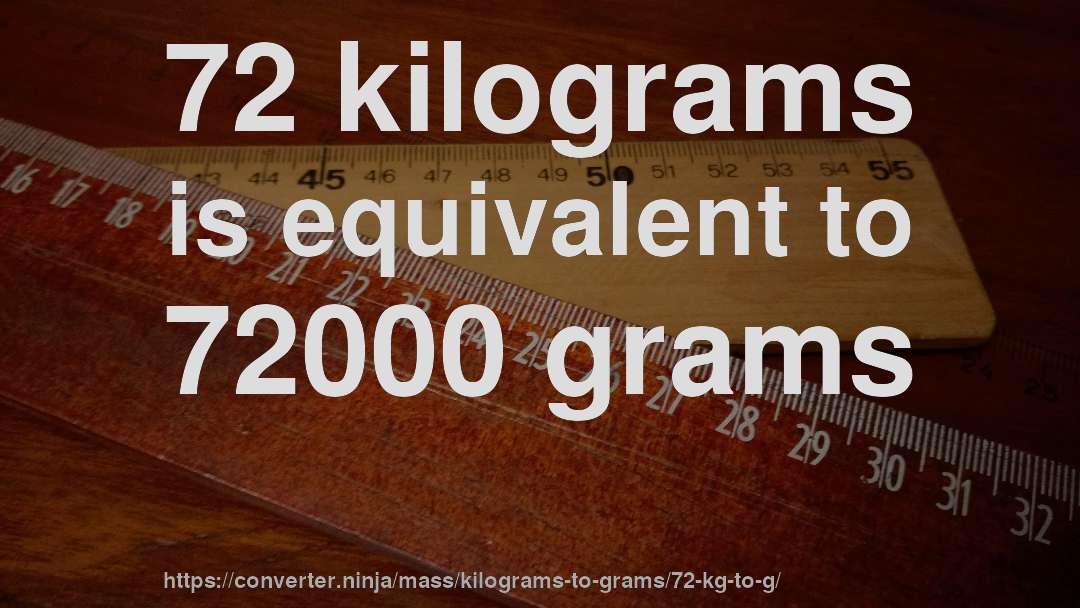 72 kilograms is equivalent to 72000 grams