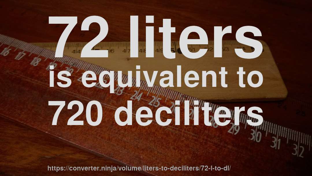 72 liters is equivalent to 720 deciliters