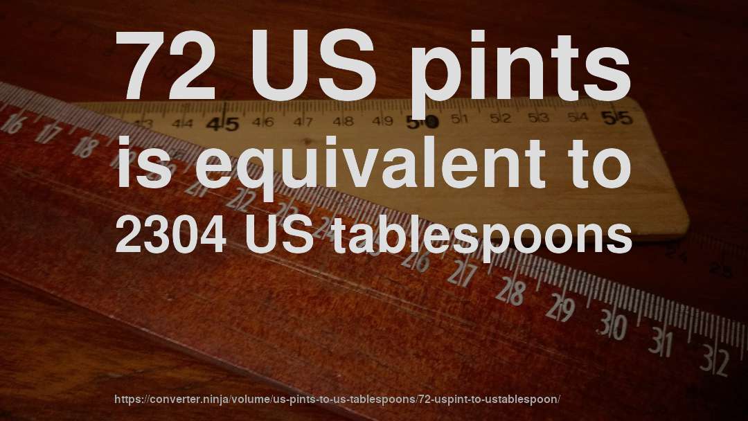 72 US pints is equivalent to 2304 US tablespoons