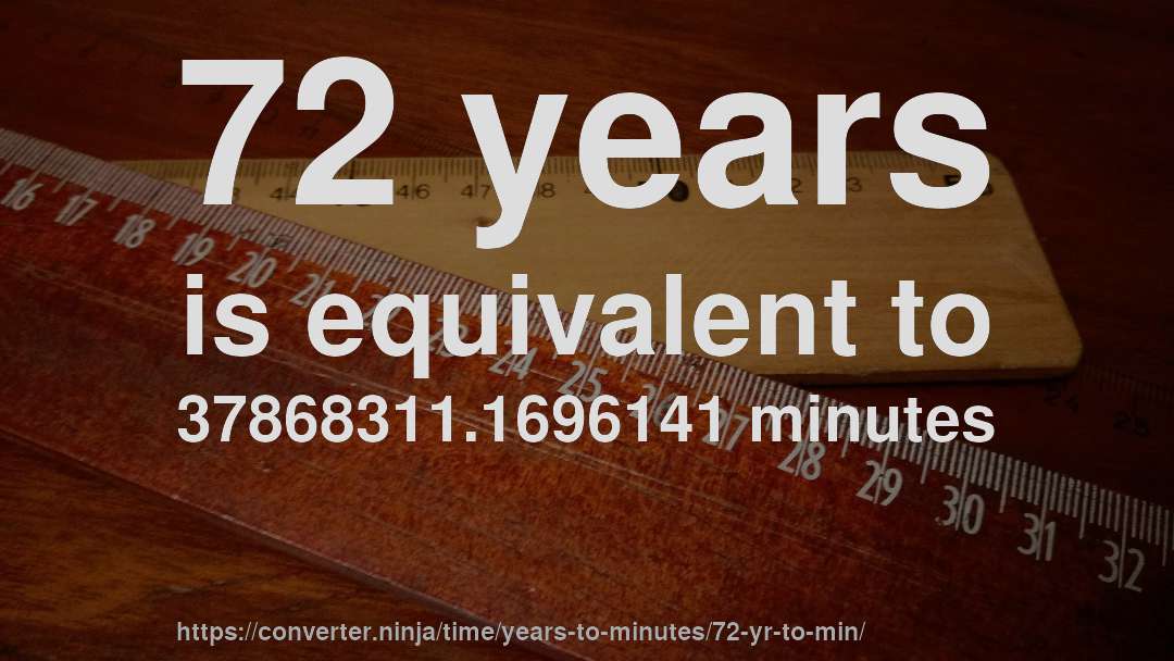 72 years is equivalent to 37868311.1696141 minutes
