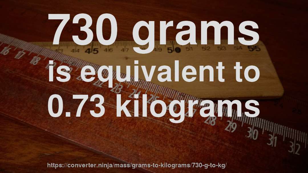 730 grams is equivalent to 0.73 kilograms