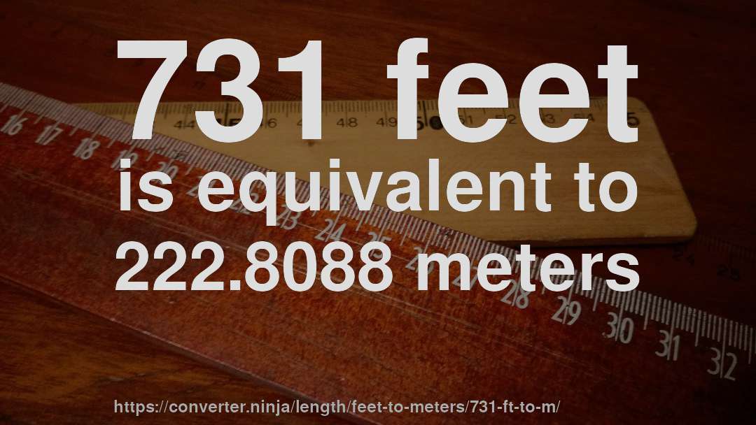 731 feet is equivalent to 222.8088 meters