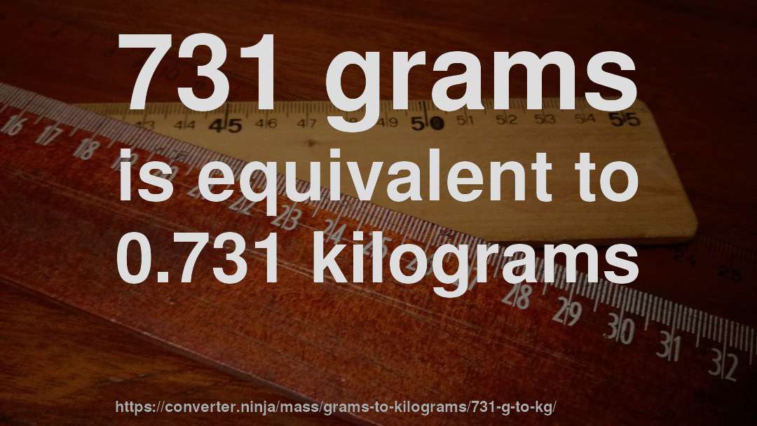 731 grams is equivalent to 0.731 kilograms