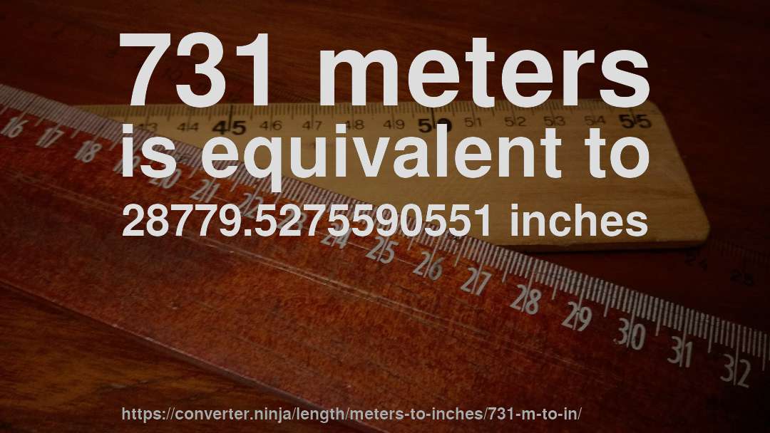 731 meters is equivalent to 28779.5275590551 inches
