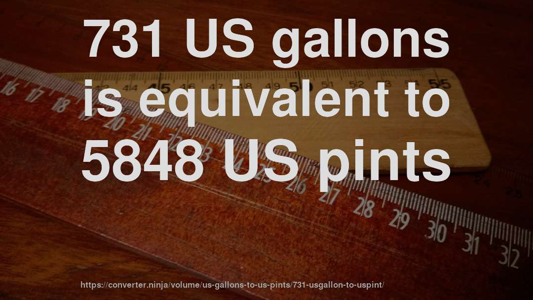 731 US gallons is equivalent to 5848 US pints